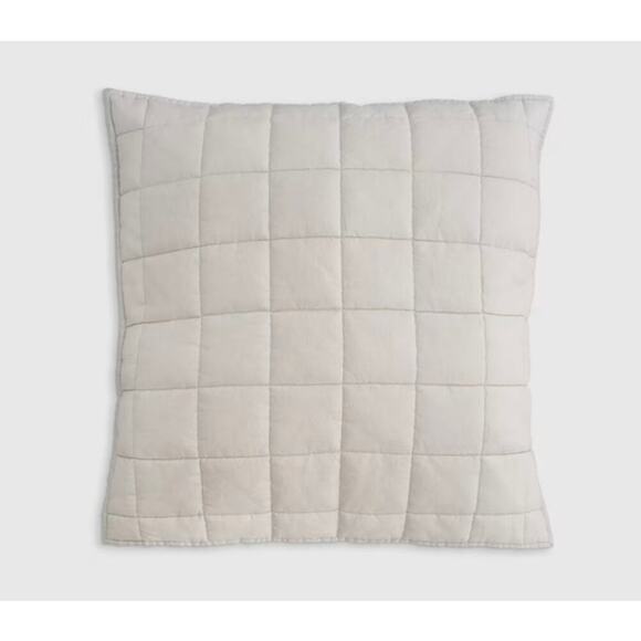 Quince European Linen Quilted Box Euro 20"X 20" Sham Sand NWOT #39 - Picture 3 of 3